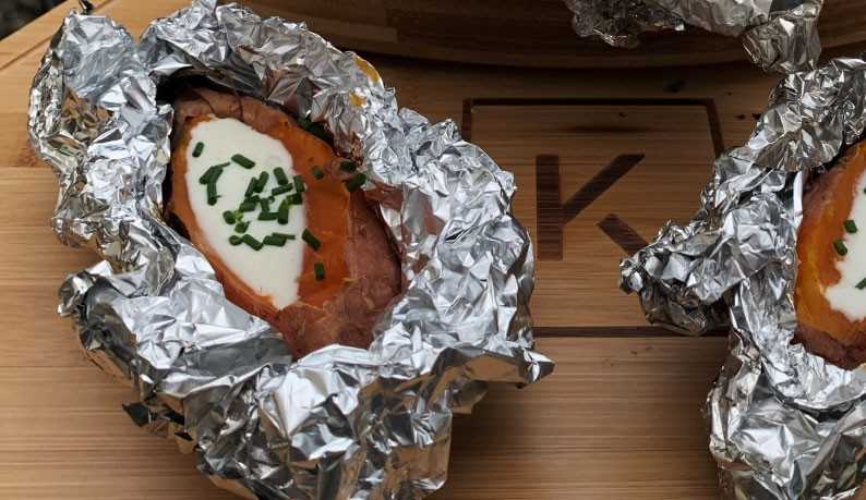 Patate douce en papillote et cancoillotte