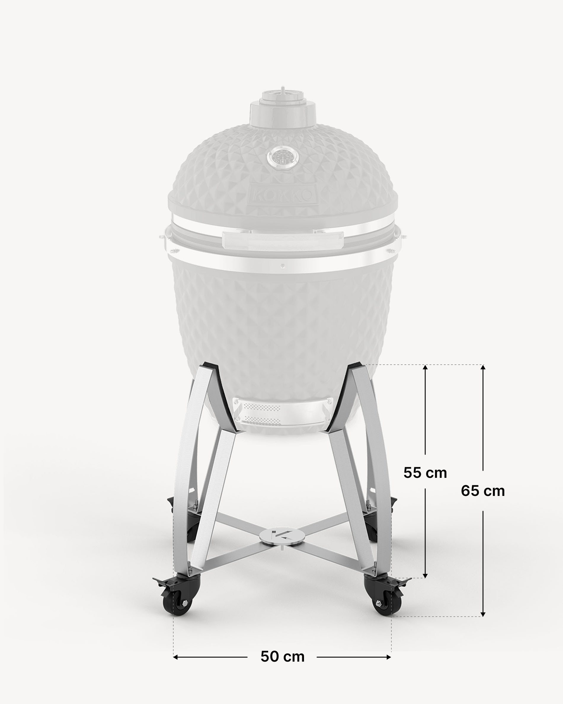 Afmetingen Kokko L 18" roestvrijstalen trolley