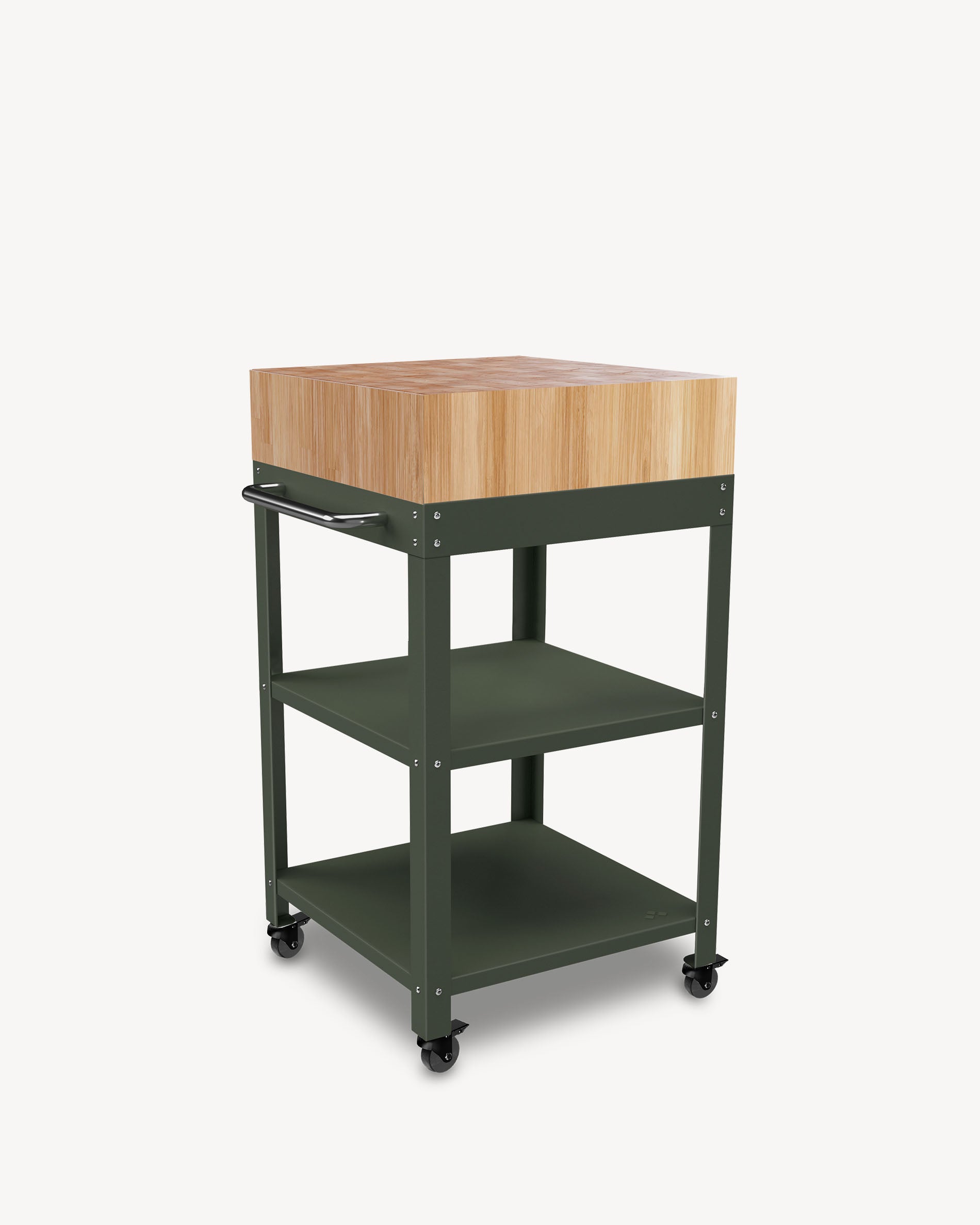 Olijfgroen metalen dressoir met blok
