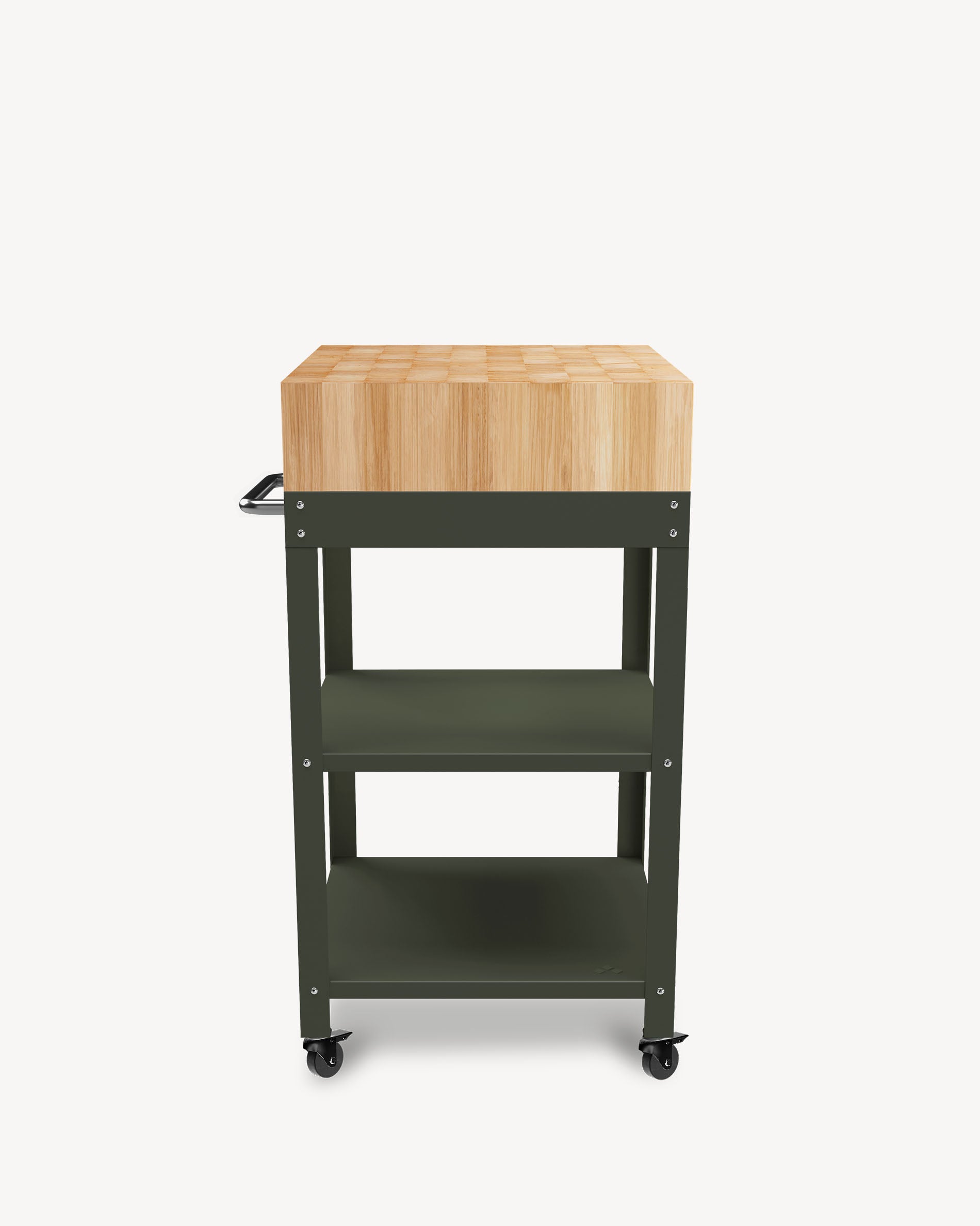 Olijfgroen metalen dressoir met blok