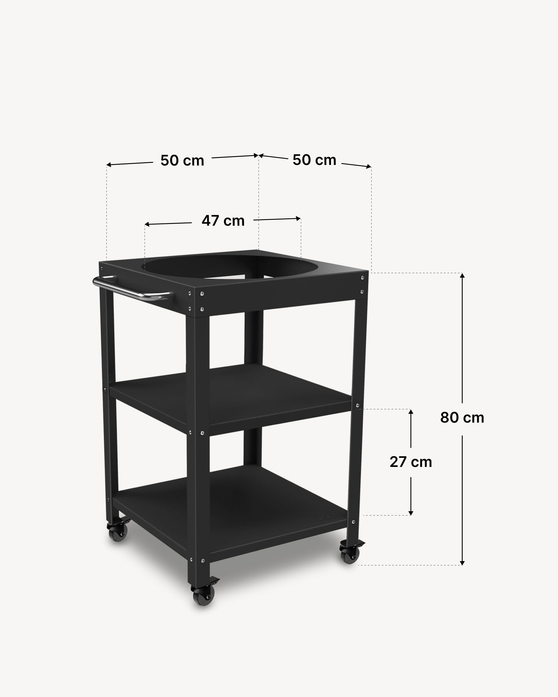 Afmetingen metalen dressoir 50x50 voor Kokko