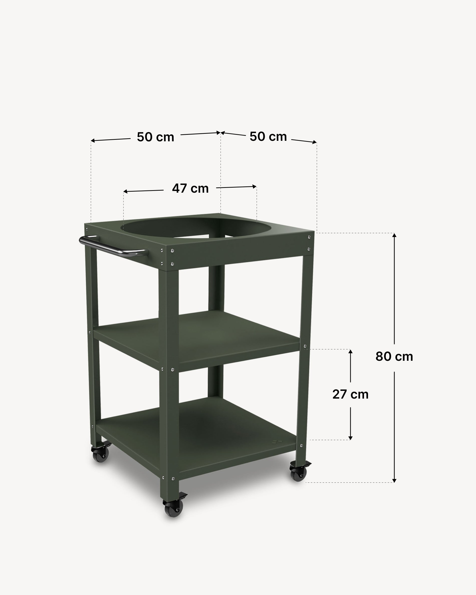 Afmetingen metalen dressoir 50x50 voor Kokko