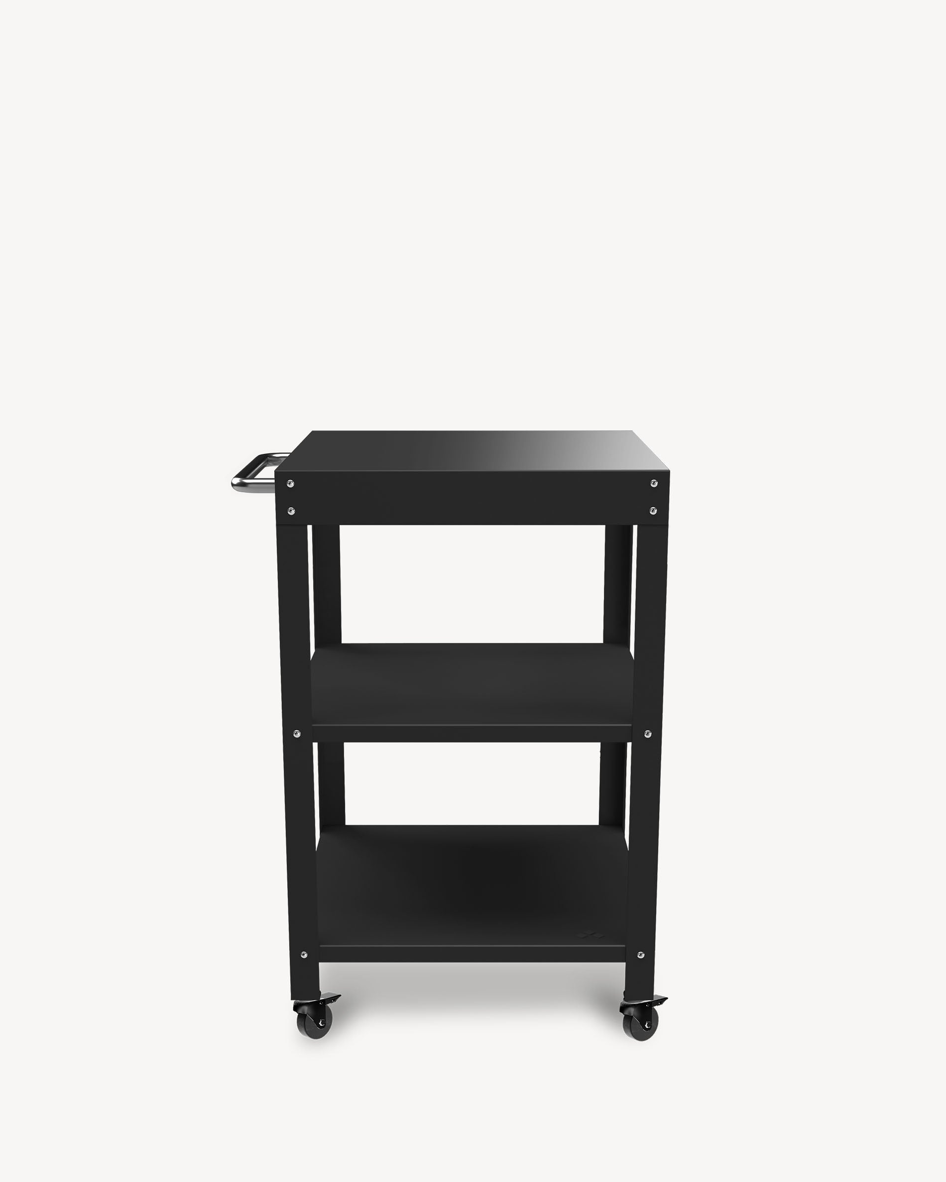 Credenza in metallo con vassoio nero