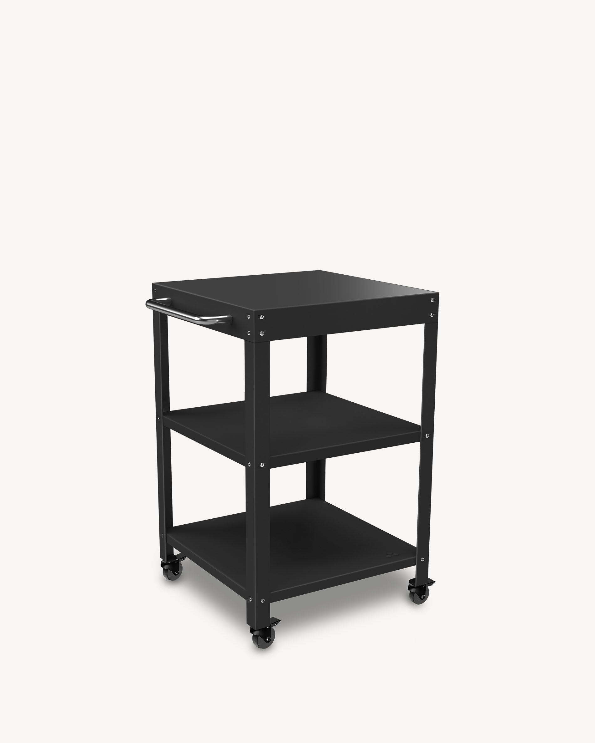 Credenza in metallo con vassoio nero