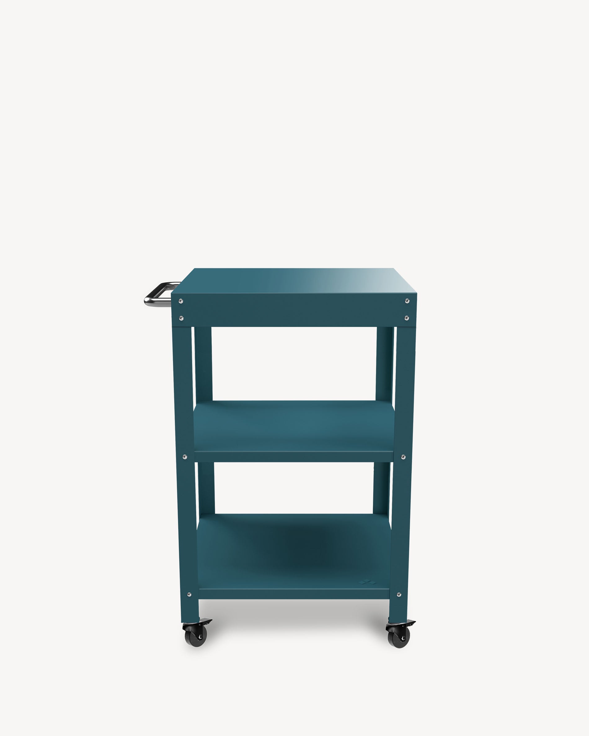 Credenza in metallo con piano blu oceano