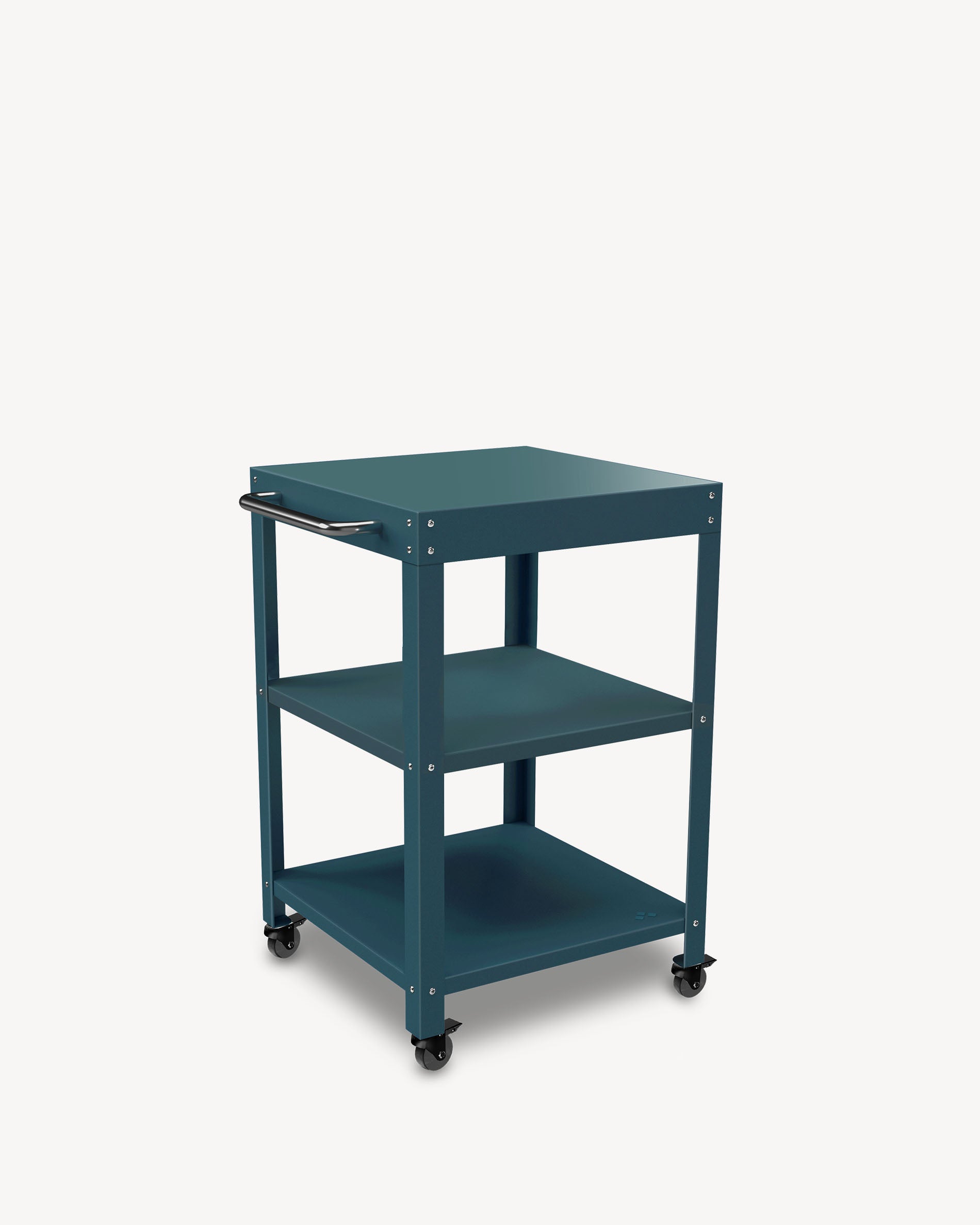 Credenza in metallo con piano blu oceano