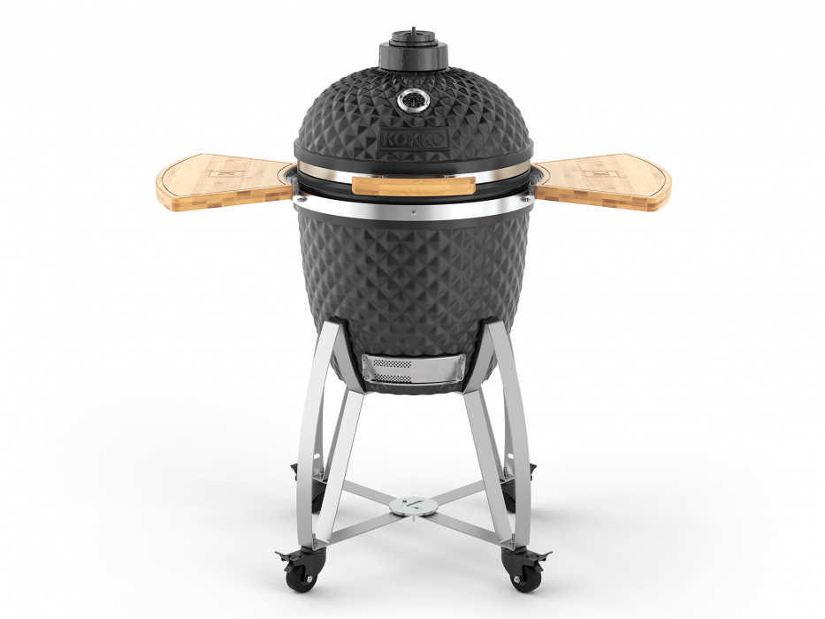 Kamado Kokko XL - Stainless steel trolley with 2 wooden...