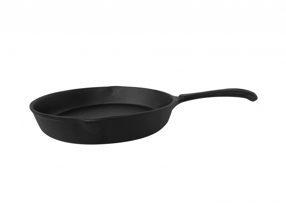Cast iron pan with integrated handle