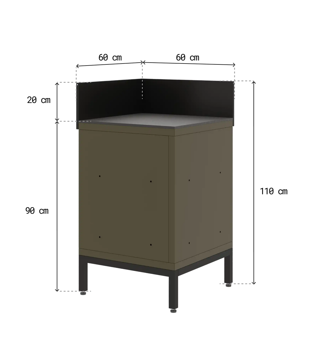 Schéma dimensionnel du module d'angle PILOTIS avec cotes