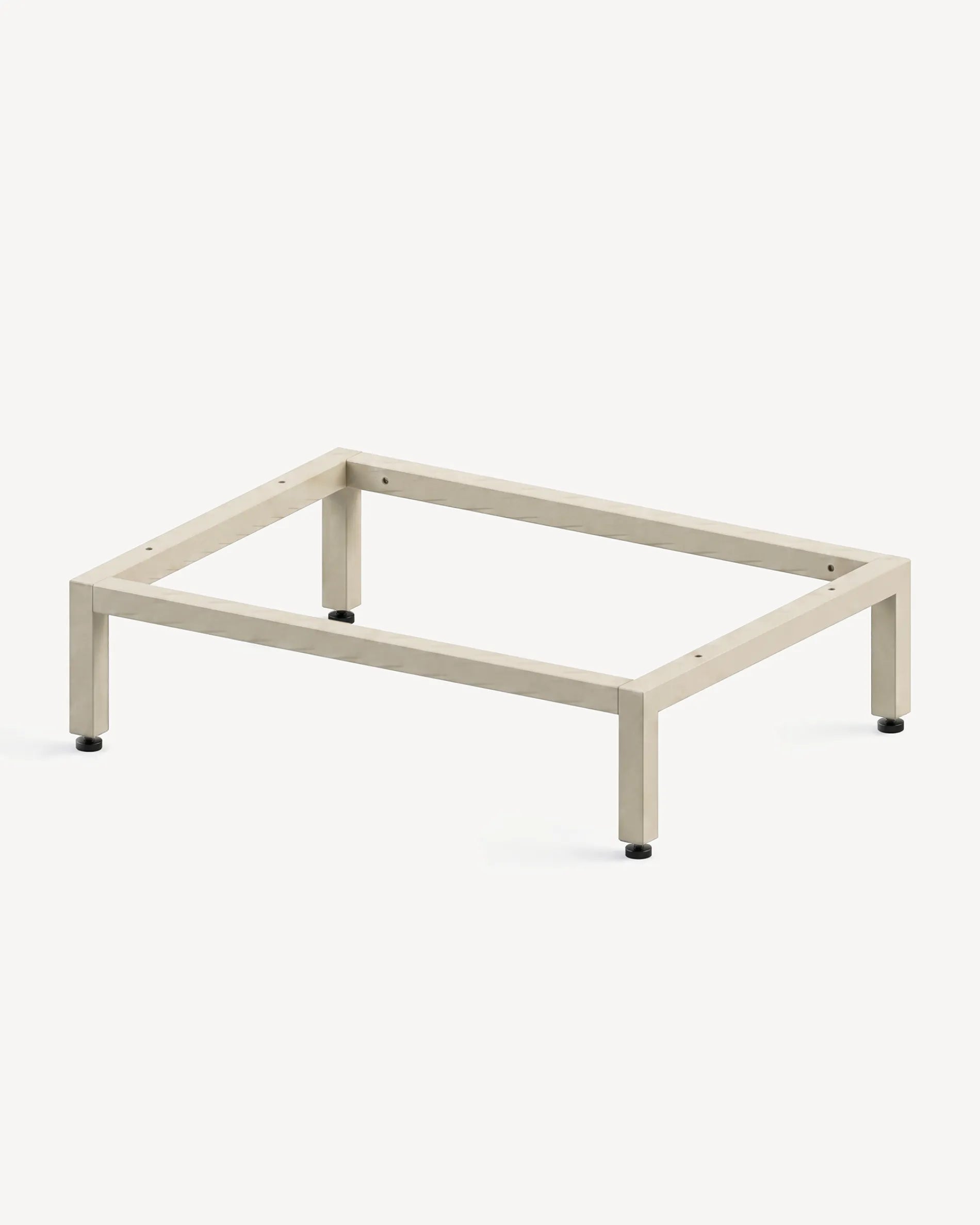 Structure basse beige crème PILOTIS, détail de l'assemblage d'angle