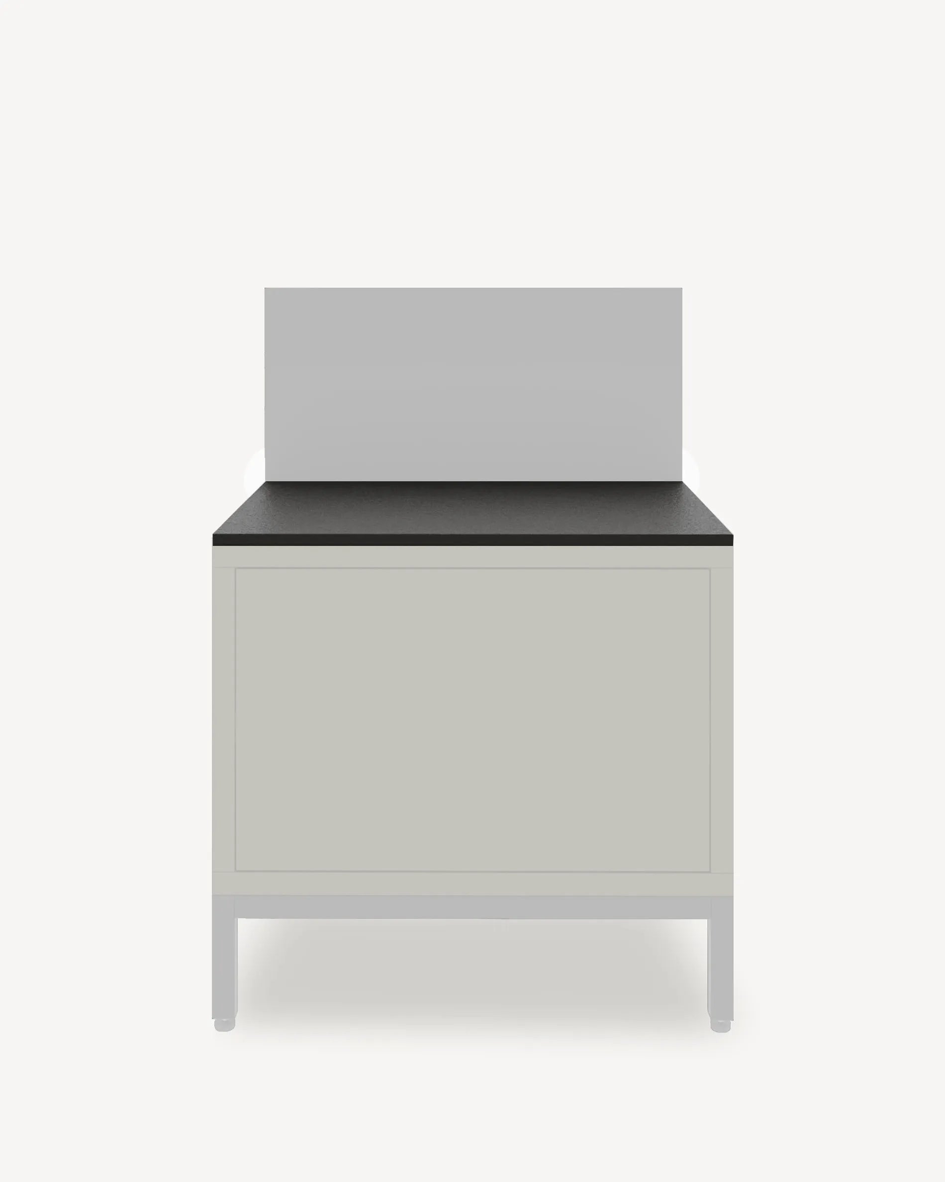 Caisson PILOTIS module Plancha avec plateau noir et façade grise, packshot fond blanc
