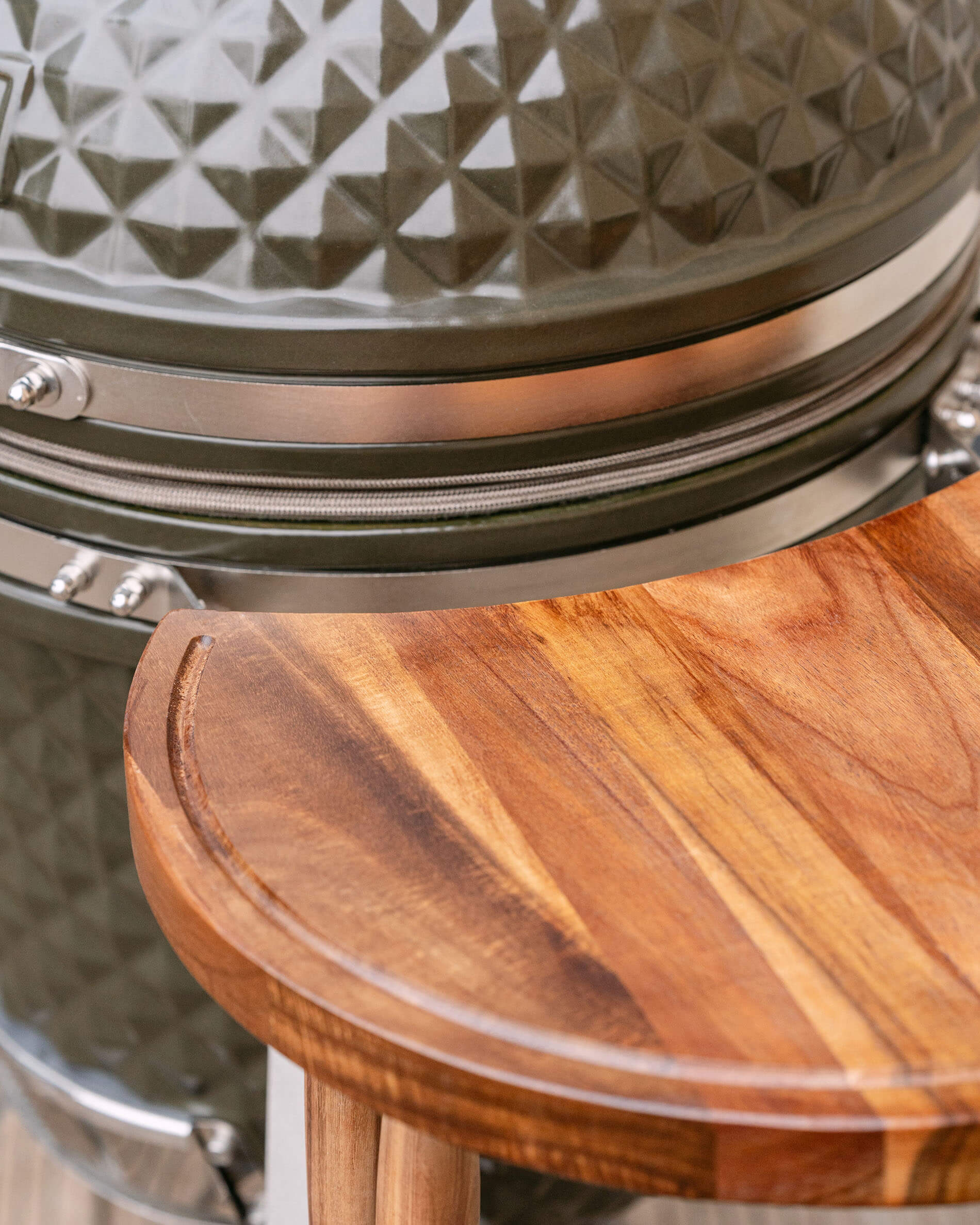 Chariot en inox avec plateaux en bois d'acacia
