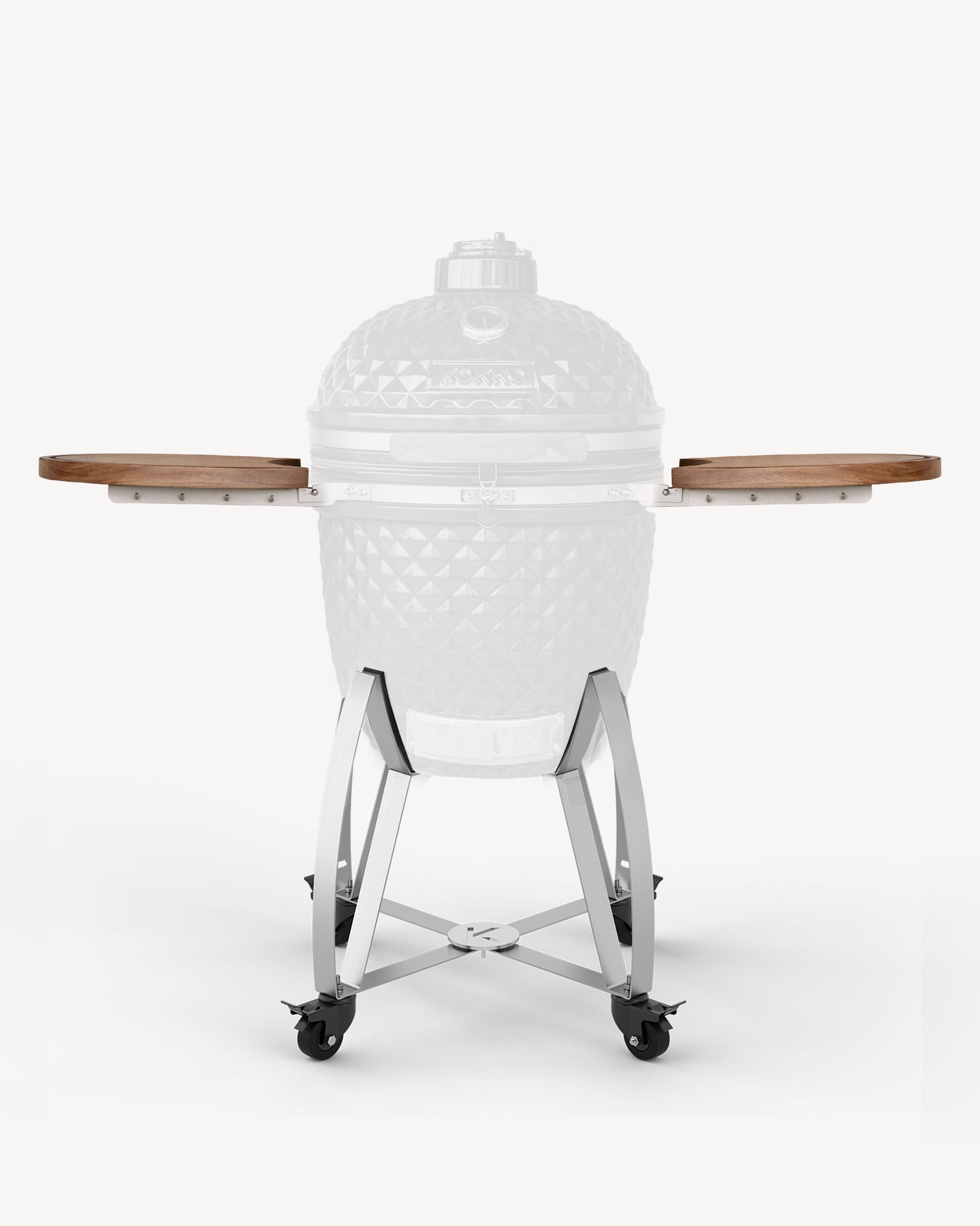 Chariot en inox avec plateaux en bois d'acacia