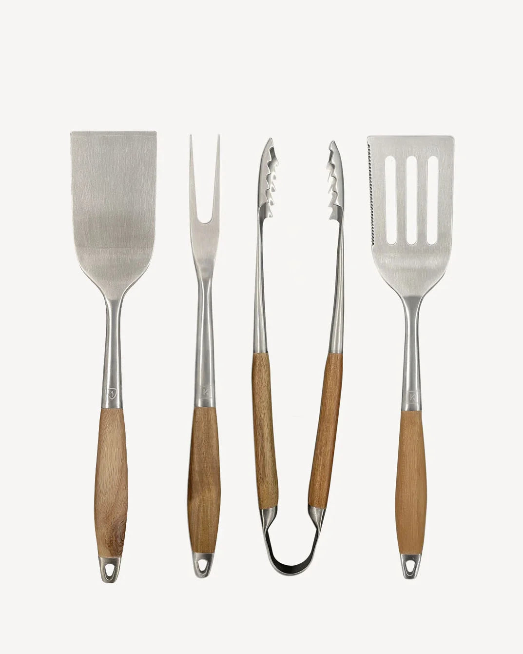 Quatre ustensiles inox et bambou