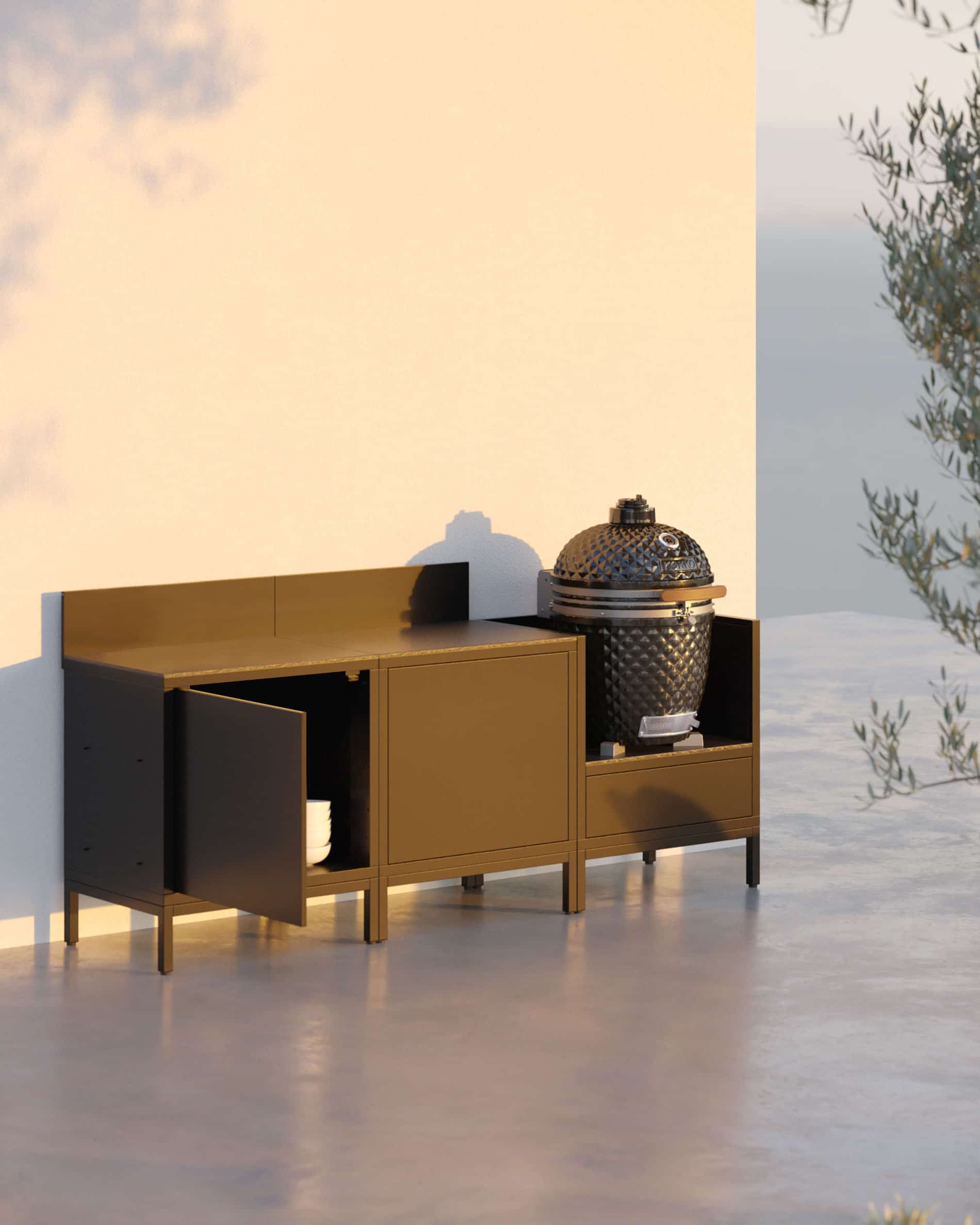 Outdoor-Küche PILOTIS - 3 Module für Kokko