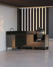 Outdoor-Küche PILOTIS - 4 Module, Edelstahl-Spüle & Eckmodul für Kokko