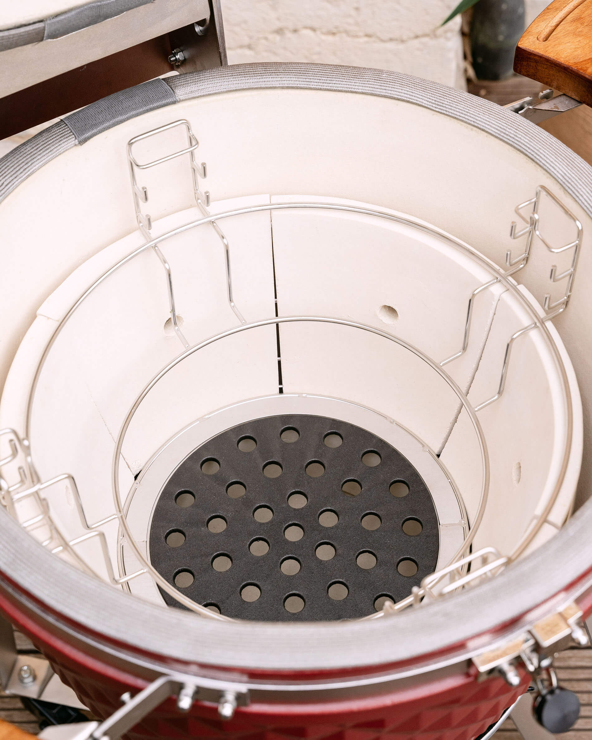Système de support de grille de cuisson et Plaque en fonte à trous pour charbon