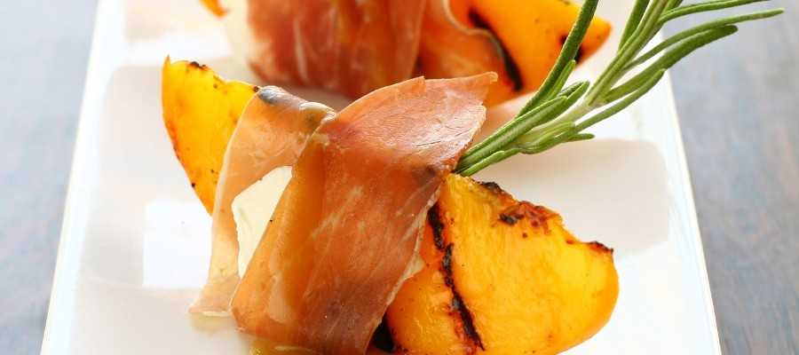 Peach with cured ham