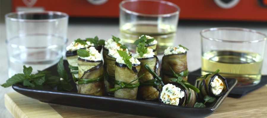 Rolled eggplant with feta