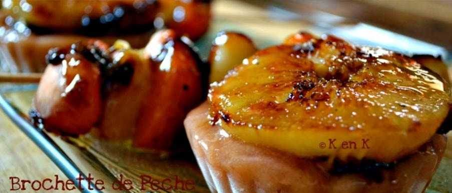 Skewer caramelized peaches and apricots