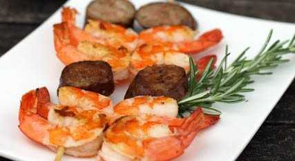 Skewered shrimp and sausage Molene